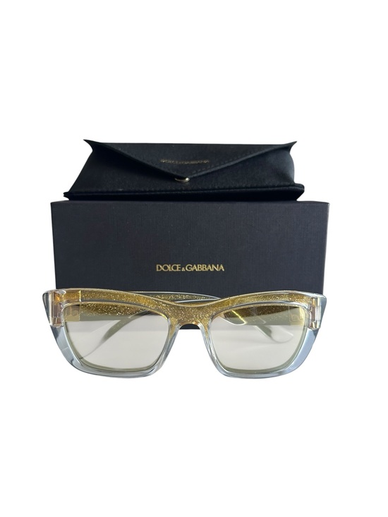Dolce & Gabbana Clear Frames with Gold Glitter Temples Sunglasses main image 8